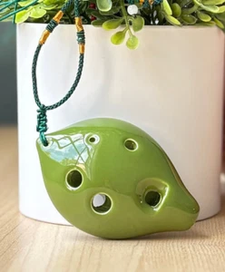 Soprano G 6 Hole Green Pendant Ceramic Ocarina - Easy to learn & Great Gift! - Picture 1 of 2