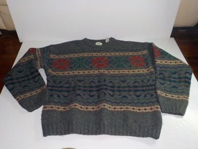 GAP Vintage Gray Nordic Ski Crew Neck Sweater 100% Shetland Wool Mens Large - Image 1 of 4