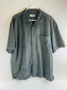 Havana Jack's Cafe Shirt Men's Size XL Gray Palm Tree Hawaiian Button Short Slv - Picture 1 of 5
