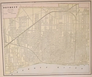 1888 Map ~ DETROIT, MI w/ KANSAS CITY, KANSAS - MO on Reverse ~ (10x13)-#14 - Picture 1 of 4