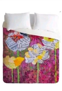 DENY Designs Elizabeth St. Hilaire Nelson Mums Duvet Cover ~ Twin ~ PINK - Picture 1 of 2