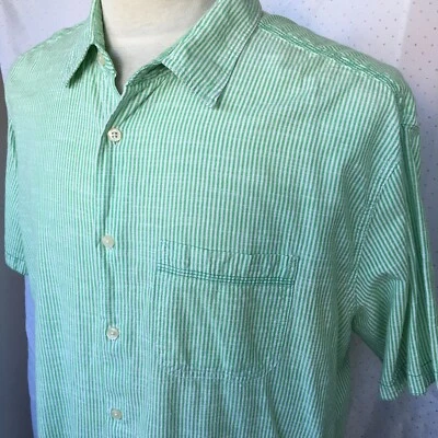 New Mens 100% Light Cotton Green/White Stripe XXL to fit 47-49" chest - Image 1 of 4
