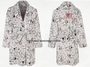 Disney 101 Dalmatians Grey Heart Fleece Dressing Gown Robe Back Graphics S M L X - Picture 1 of 5