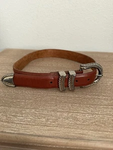 Vintage Brighton Damen braun Leder Gürtel klassisch Gr. S silberfarbene Schnalle - Bild 1 von 7