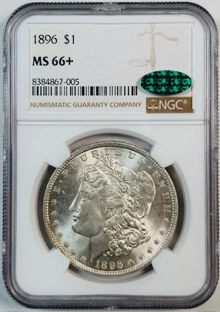 Dólar de plata Morgan 1896 NGC MS-66+ Plus CAC Foto 1 de 2