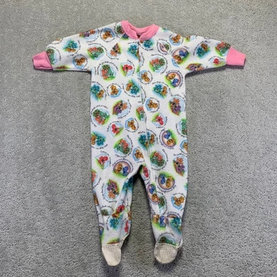 复古 Care Bears 抓绒脚睡衣 睡衣 儿童 尺寸 2T AOP 拉链 90 年代 — 第 1/4 张图片