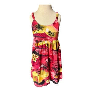 Aloha Republic Tropical Vacation Sunset Print 100% Cotton Girls Sundress 3T - Picture 1 of 3