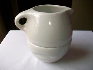 VTG. RUSSEL WRIGHT IROQUOIS STACK CREAM & SUGAR WHITE FOAMY GLAZE EARLY MARK HTF - Picture 1 of 10