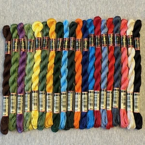 20 DMC Coton Perle Size 5 Thread 100% Cotton Assorted Colors No Repeats - Picture 1 of 5