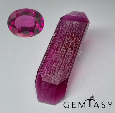 Rough stone for faceting - Red Beryl Magenta hydrothermal lab grown 122.0ct - Image 1 of 4