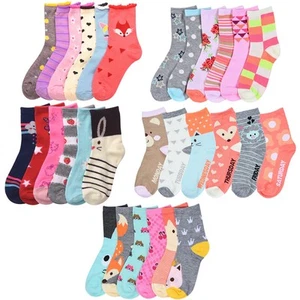 6 Pair Girls Socks Size 6-8 Crew Low Cut Quarter Kids Novelty Assorted Designs ! - Picture 1 of 1