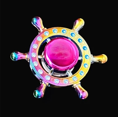 Heavy Duty Rainbow Ship Helm Metallic Unique Metal Fidget Spinner - Image 1 of 4