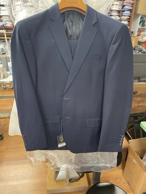 Terno de luxo masculino azul marinho 2 peças 40r/34w feito na Itália - Imagem 1 de 2
