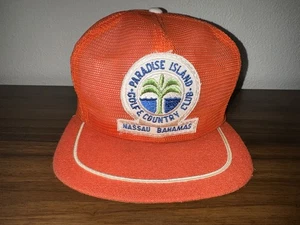 Vtg Paradise Island Golf & Country Club StrapBack, Trucker Hat. Nassau, Bahamas - Picture 1 of 12