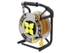W-99252 extension cable drum, with fixed sockets rubber KEL - Afbeelding 1 van 1