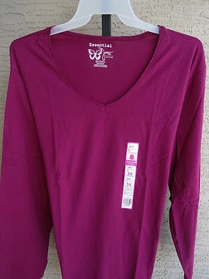 NWT  JUST MY SIZE 5X    L/S  JERSEY KNIT V NECK TEE TOP RUBY FIZZ  - Image 1 of 2