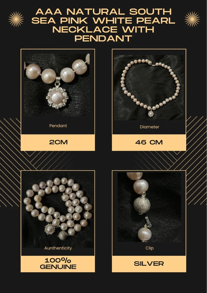 AAA Natural South Sea Pink White Pearl Necklace With Pendant - Image 1 of 2