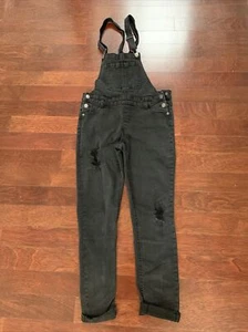 Justice Girls Size 16 Black Jean Overalls - Picture 1 of 11