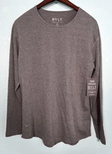 BYLT Drop-Cut BYLT Blend Long Sleeve T-Shirt Gray Cotton Stretch Mens L - NWT - Picture 1 of 4