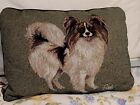 Linda Picken Papillon Dog Throw Pillow Tapesty Style Standing Dog Corded Oblong