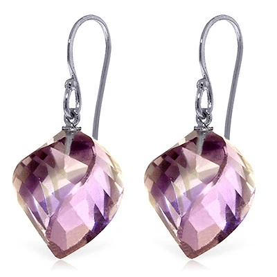 21.5 Carat 14K Solid White Gold Lavender Fields Amethyst Earrings - Image 1 of 3