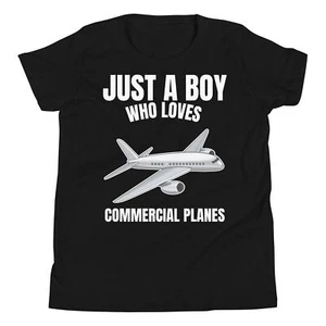 Just a Boy who loves Commercial Planes Airliners Aviation Youth T-Shirt - Picture 1 of 5