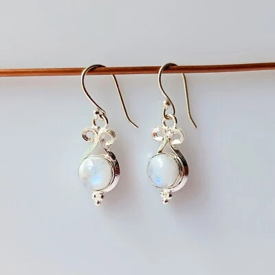 Pendientes colgantes/gotas de piedras preciosas naturales de plata de ley 925 para mujer Foto 1 de 4