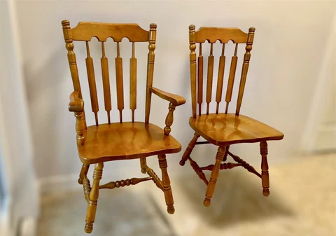 Vintage Solid Maple Dining Chairs Set of 2 American Crafted Cover