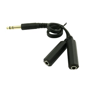 Gold Plated 6.35mm 1/4" Male to 2x Female Stereo Audio Microphone Y Cable 30cm - Picture 1 of 5