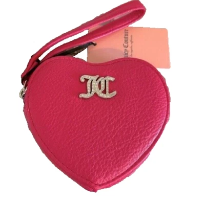 Juicy Couture Muñequera Sin Reglas Corazón Cremallera Alrededor Monedero Bolso Rosa Caliente Flash Foto 1 de 4