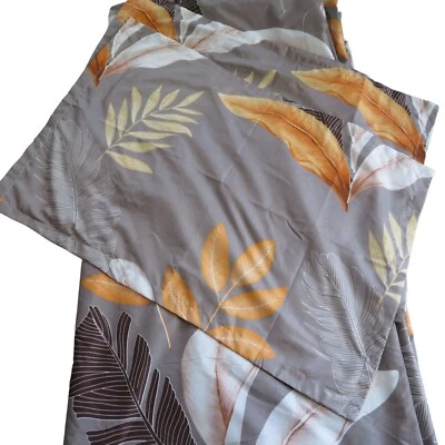 New Duvet Cover Set Queen 90 x 88 Reversable 2 Shams Gray Multicolor Tropical - Image 1 of 4