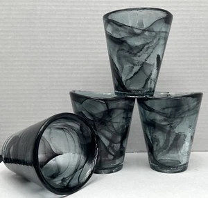 Kosta Boda Mine Black Swirl Glass Tumbler Ulrica Hydman Vallien UHV Sweden - Picture 1 of 16