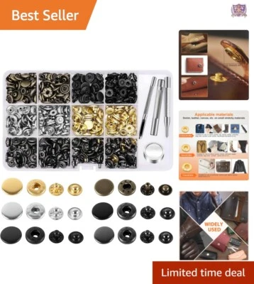 Kit Completo de Cuero a Presión con 4 Herramientas - 120 Tachuelas de Metal en 6 Colores Vibrantes Foto 1 de 4