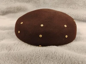 Vintage Mohn Brothers 100 % Wolle Mütze Kappe braun goldene Akzente hergestellt in den USA  - Bild 1 von 5