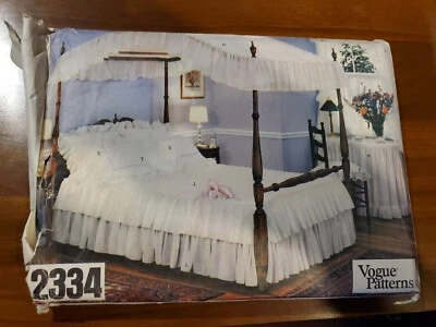 Curtains Valance Bedspread Sham Vogue 2334 Craft Sewing Pattern Bed Set CUT  - Image 1 of 2