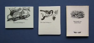 Vintage 1980s self adhesive bookplates. 48 engravings squirrel/great tit/chicken - Picture 1 of 3