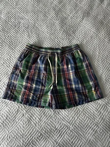 Ralph Lauren Polo Mens Plaid Blue Green Yellow Pony Swimming Trunk Board Short L - Picture 1 of 9