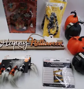 Lot 12 Halloween Pumpkin Garland Spider Minature Collectable Door Decoration NEW - Picture 1 of 3
