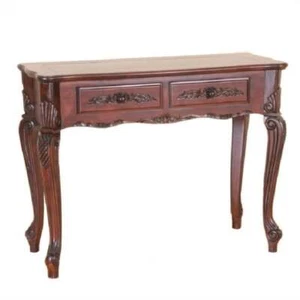 International Caravan Windsor Queen Anne Console Table in Walnut Stain - Picture 1 of 1