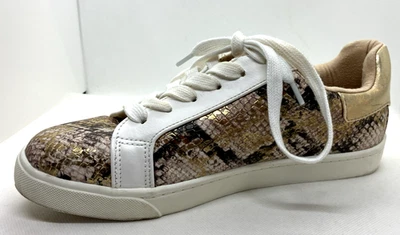 SODA Snakeskin Print Gold Star Sneakers Fashion Casual Tennis Shoe Size 8.5 M - Image 1 of 4