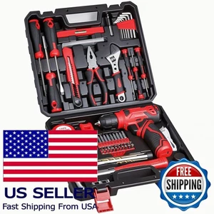 132-Piece Tool Set with 8V Cordless Drill, Home DIY Kit for Men & Women - Picture 1 of 7
