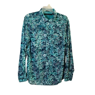 Camisa Sean John Para Hombres 3XL Ajuste A Medida Mezcla de Lino Abotonada Tropical Floral Foto 1 de 4