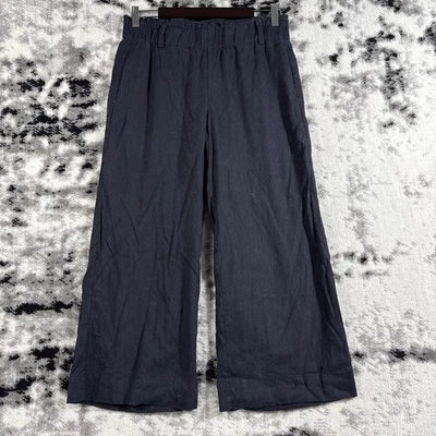 J Jill льняные эластичные брюки женский размер маленький черный широкие ноги богемное хиппи 70-х - Изображение 1 из 4