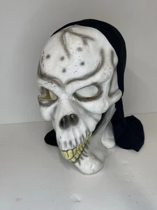 Rubber Skeleton Halloween Mask with Black Hood Rubies Costume - Picture 1 of 4