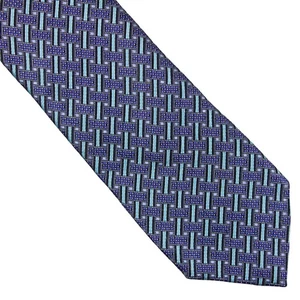 Neueste Luxus Ermenegildo Zegna Herren blau türkis geometrische Krawatte Seide Baumwolle - Bild 1 von 12