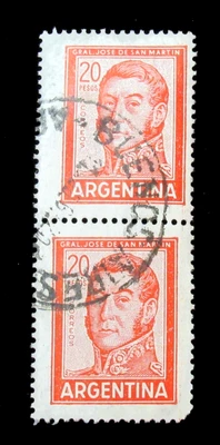 Argentina Stamp Scott 359 San Martin 20 Correos Pair 1926 Used OG - Image 1 of 4