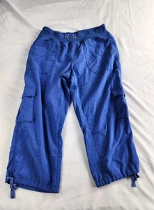 Mofiz Pants M Women Blue Cargo Capri Drawstring Hem Pockets Casual Lightweight - Picture 1 of 11