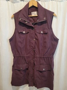 Vanity Vest Womens XL Cargo Drawstring Photo Hiking Camping Trail Burgundy EUC - Picture 1 of 11