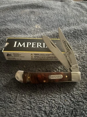 Navaja de Bolsillo Imperial Imp15T Mango Remolino Marrón Trapper Nueva con un resorte roto Foto 1 de 4