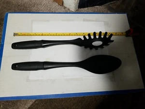 Set of 2 'Good Cook' Kitchen Cooking Utensils Spagetti Spatula & large Spoon - Picture 1 of 12